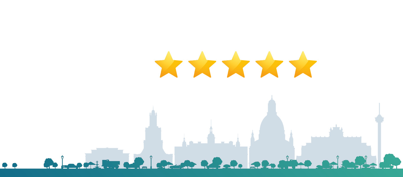 Illustration Silhouette von Dresden mit 5 Sternen
